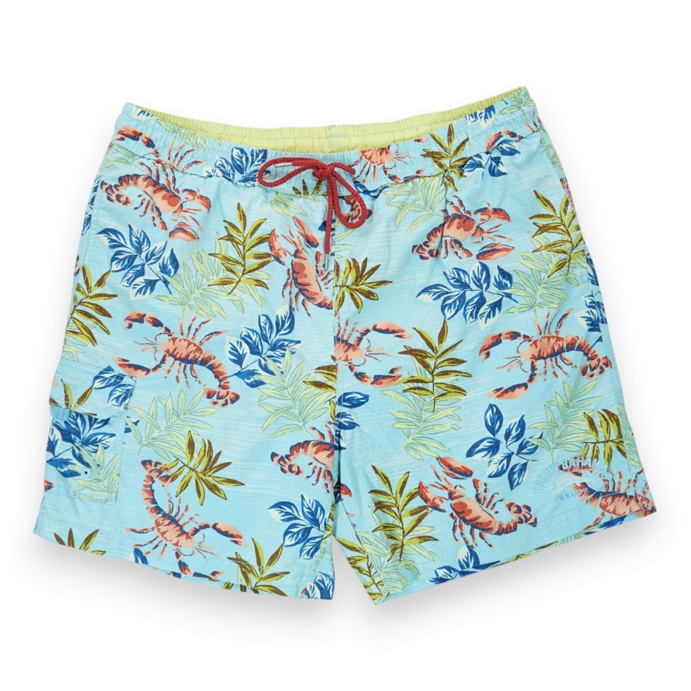 Tommy Bahama Swim Trunks Lobster Shorts Men XL Blue Nylon Pockets Mesh Lined